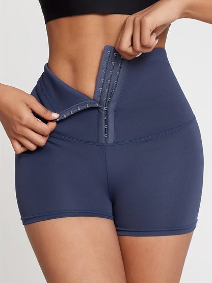 Pantalones cortos de cintura alta con hebillas, pantalones cortos simples, versátiles, delgados e informales, ropa de mujer