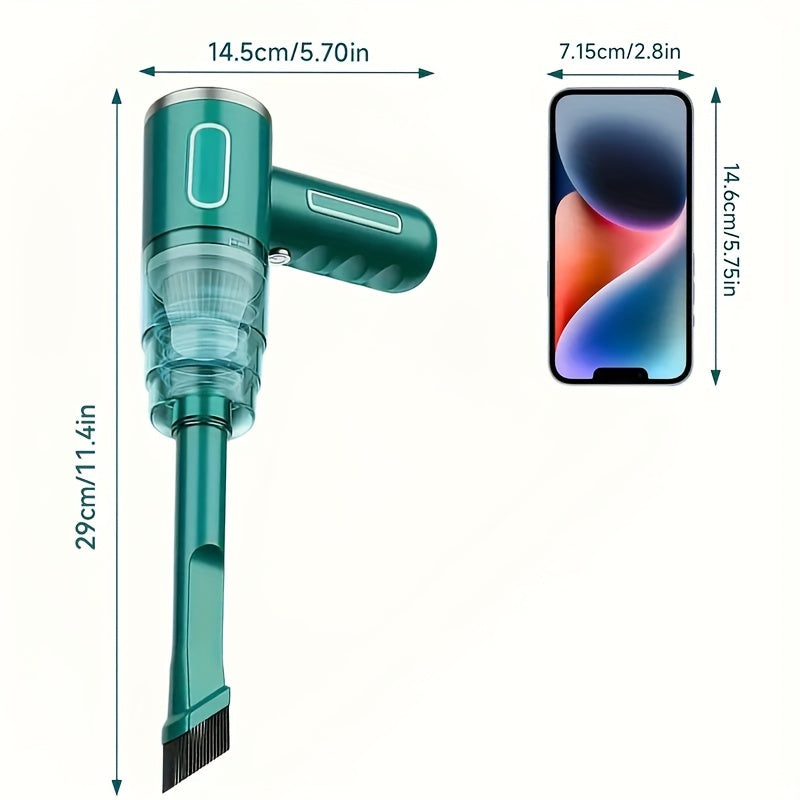 Aspiradora portátil para coche de 120 W, recargable, de mano, inalámbrica, con colector de polvo y succión ciclónica