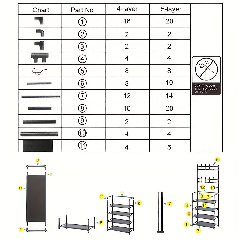 Perchero de acero al carbono de 4/5 capas y 23 pulgadas, perchero multiusos y estante para zapatos, negro/blanco, requiere autoensamblaje, 1 ud.