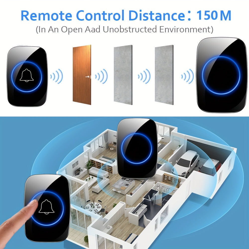 Timbre inalámbrico impermeable para exteriores, timbre inteligente para puerta de casa, melodías de bienvenida, kit de timbre, alarma de seguridad con Flash LED para casa