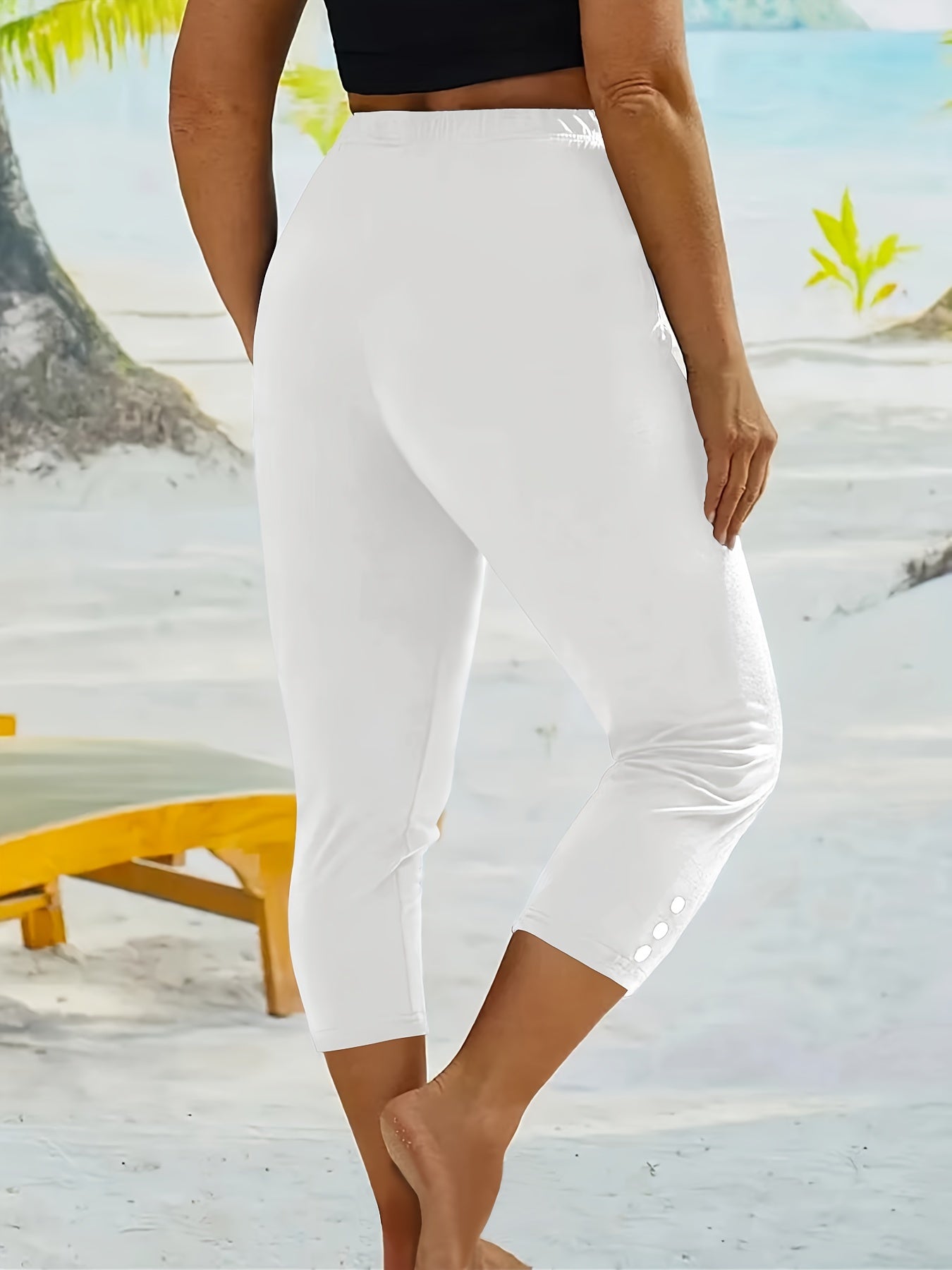 Paquete de 6 leggings cortos deportivos de moda para mujer, pantalones de yoga ajustados informales con detalles de botones, ropa deportiva elástica, varios colores