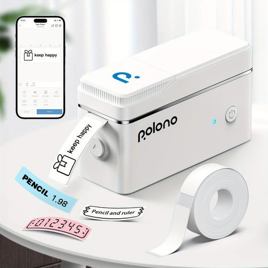 POLONO P31S Máquina para hacer etiquetas con cinta Impresora térmica portátil Impresora de etiquetas inalámbricas para organizar el almacenamiento Oficina Hogar, Mini fabricante de etiquetas con múltiples plantillas, Blanco