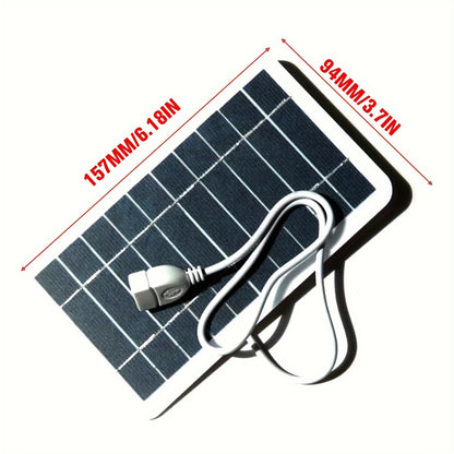 Cargador compacto de panel solar de 2 W: compatible con USB y fuente de alimentación estable para teléfonos inteligentes y bancos de energía, ideal para aventuras al aire libre y uso doméstico