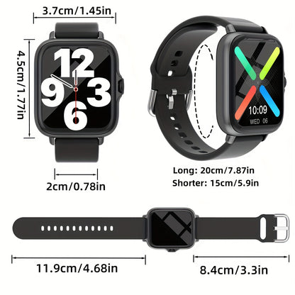 Reloj inteligente resistente al agua, pantalla táctil completa de 1,83 pulgadas con mensaje, respuesta a llamadas, monitoreo del sueño, podómetro deportivo, alertas de información, para teléfonos iPhone/Android, pulseras inteligentes