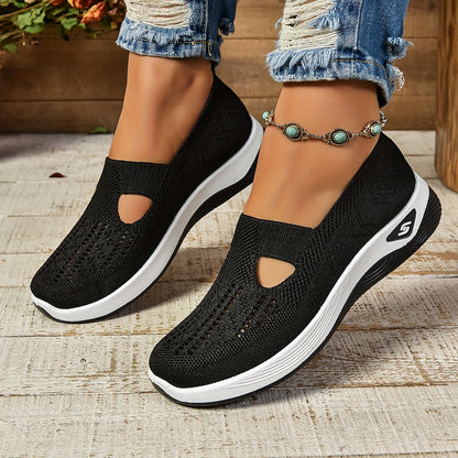 Cómodas zapatillas de deporte bajas de tela sin cordones: transpirables, livianas y fáciles de usar para caminatas informales y actividades al aire libre, para todas las estaciones, color sólido, suela de EVA y plantilla de tela suave