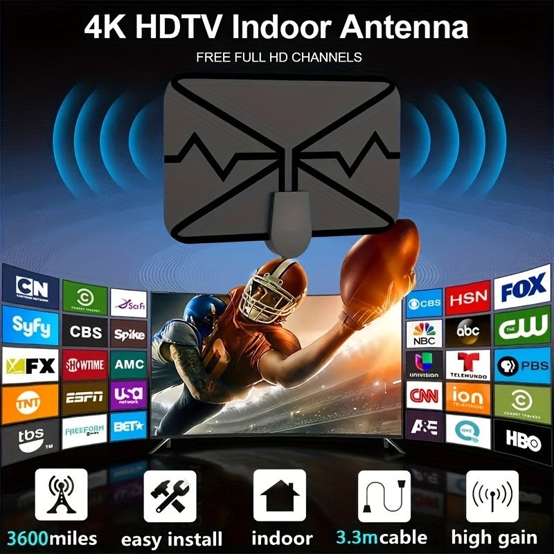 Antena de TV 2023 Última antena HD portátil Antena digital Soporte de antena interior 4K1080p para todos/Smart TV Amplificador de interruptor de recepción de señal inteligente de 360 ​​° Amplificador de señal - 16,6 pies (aproximadamente 5,0 m) con