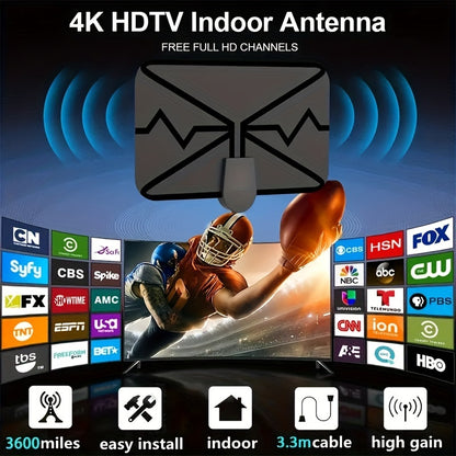 Antena de TV 2023 Última antena HD portátil Antena digital Soporte de antena interior 4K1080p para todos/Smart TV Amplificador de interruptor de recepción de señal inteligente de 360 ​​° Amplificador de señal - 16,6 pies (aproximadamente 5,0 m) con