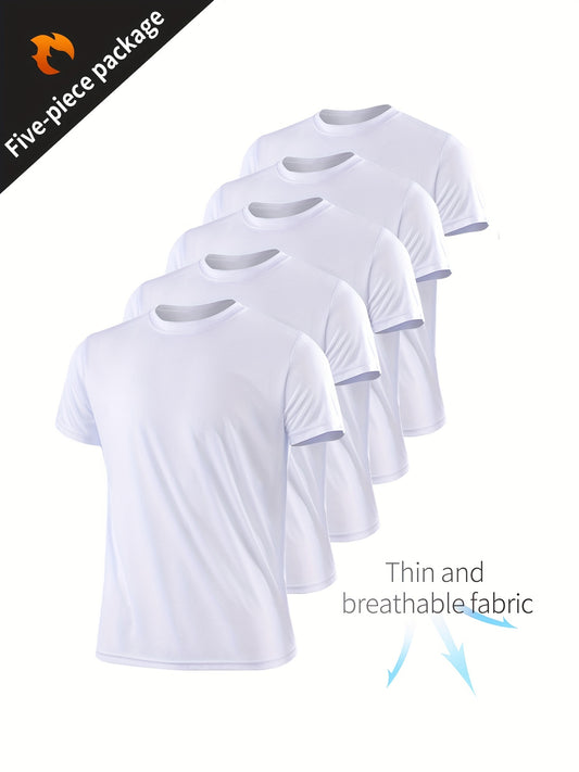 Camiseta deportiva ultrafina para hombre, transpirable, de secado rápido, 5 uds., para fitness, gimnasio y correr, ligera y cómoda