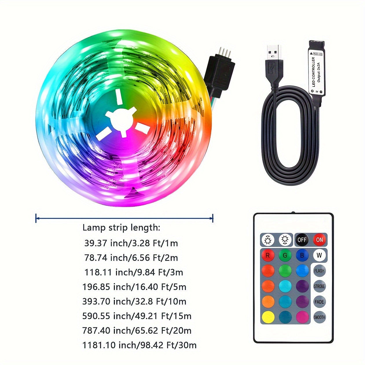 Juego de cinturón de luz de TV con retroiluminación USB DIY, 99,97 cm/299,92 cm SMD 2835 luz LED Flexible para gabinete para decoración del hogar