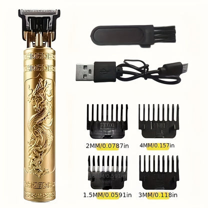 1 cortadora de pelo eléctrica profesional grabada, empujador de corte de pelo para hombres, herramienta de belleza para cortar el cabello y la barba con personalidad para barbería, regalo del día del padre