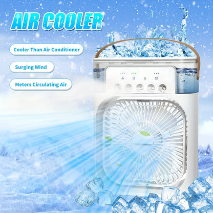 Ventilador de aire acondicionado con humidificación multifuncional de cinco agujeros, ventilador de agua de enfriamiento por aire acondicionado de 5 velocidades, humidificador con pulverización USB Tipo-C, regalo para el hogar, cumpleaños y Navidad