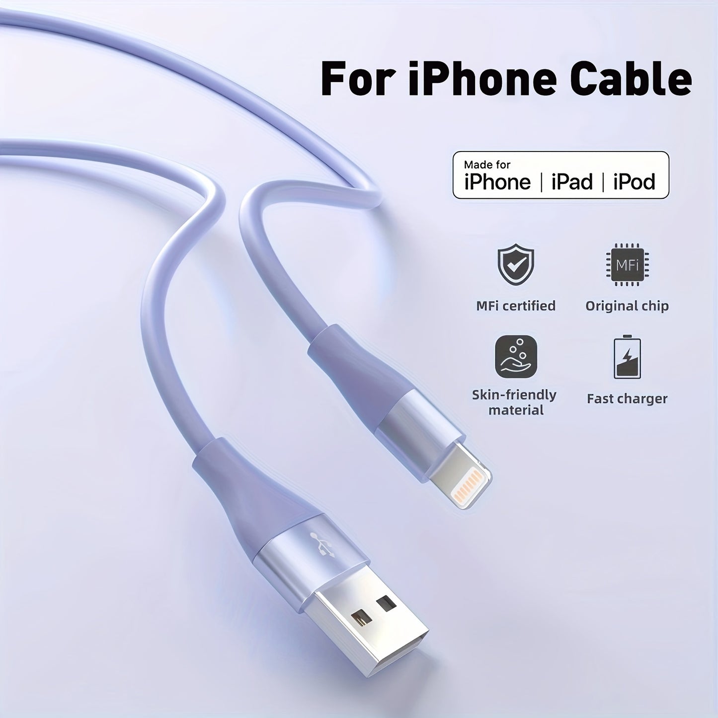 1/3 paquetes de cable de carga rápida de 10 pies - Certificado MFi para iPhone 14/13/12/11 Pro Max/12 Mini/XR/XS/X/8/7/6 Plus SE