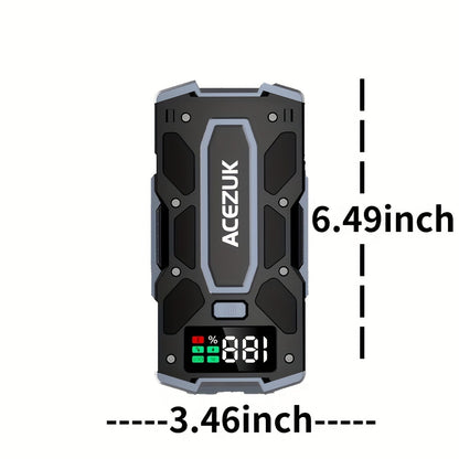 Arrancador de batería de coche 5000A Jump Box (10,0 L de gasolina/8,0 L diésel), paquete de batería de arranque de coche portátil con cables de puente inteligentes extendidos, carga rápida, pantalla grande, luces