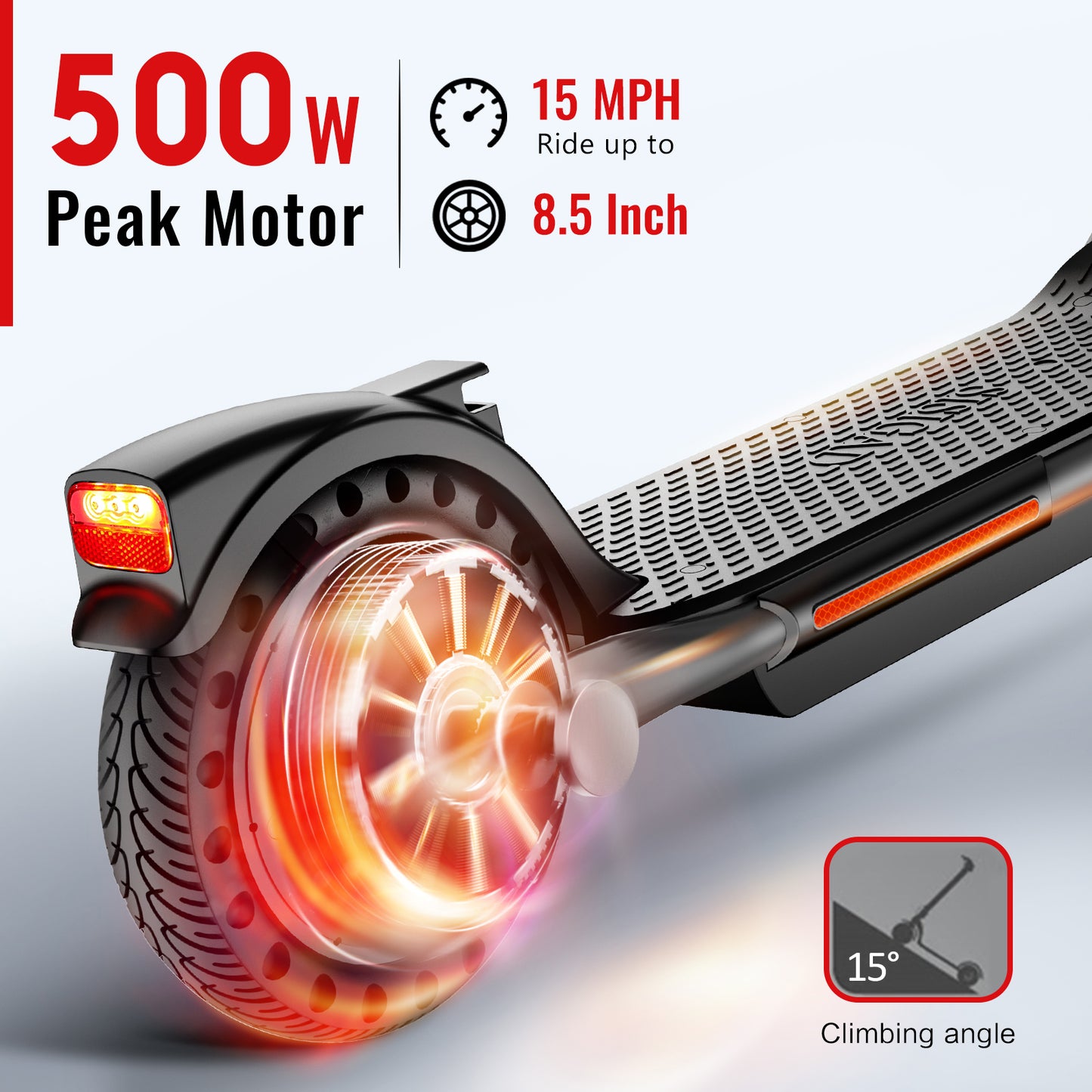 SISIGAD Scooter eléctrico plegable de 300 W con neumáticos sólidos de 8,5 pulgadas, scooter eléctrico con 15 millas de largo alcance, scooter eléctrico de desplazamiento plegable de velocidad de 15 MPH para adultos