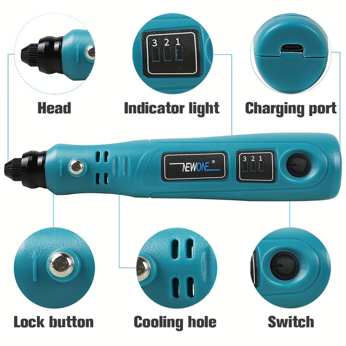 Kit de herramientas rotativas inalámbricas de 42 piezas y 3,6 V, kit de herramientas rotativas de 3 velocidades con carga USB y 42 accesorios, herramienta rotativa eléctrica multiusos para lijar, pulir, taladrar, grabar, grabar y manualidades