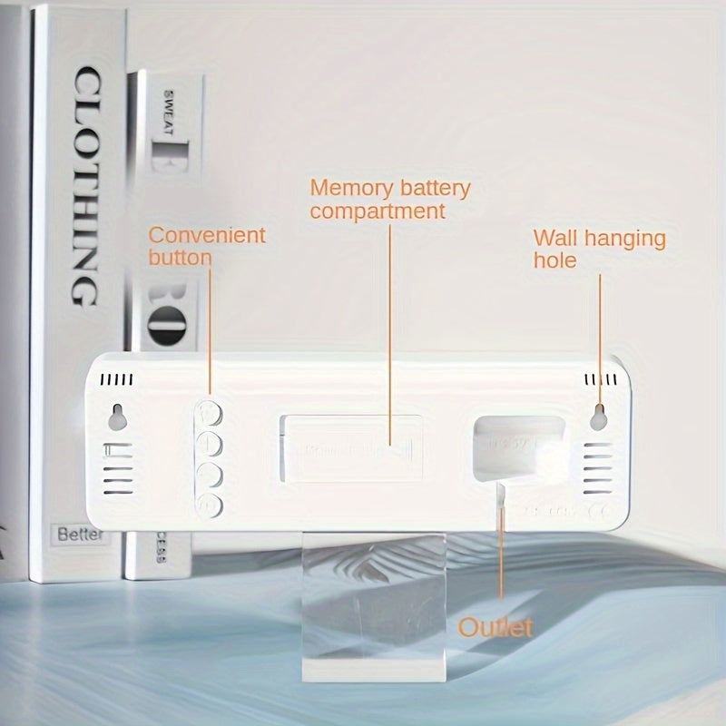 Reloj Digital de Pared, Visualización de Temperatura y Humedad, Brillo Ajustable, con Alarma Electrónica LED de Mesa, 12/24H para Decoración del Hogar