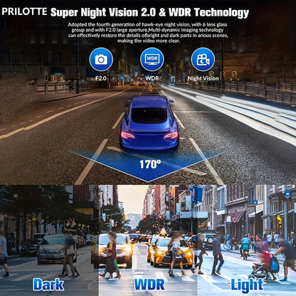 Cámara de tablero 4K UHD para autos con tarjeta SD de 32 GB gratis: visión nocturna mejorada, WDR, sensor G y detección de movimiento para vigilancia de estacionamiento las 24 horas