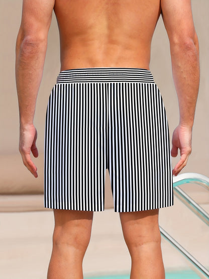 Pantalones cortos de playa sueltos a rayas para hombre, ropa deportiva, pantalones cortos de secado rápido con cordón, pantalones cortos ligeros para vacaciones de verano en la playa y surf