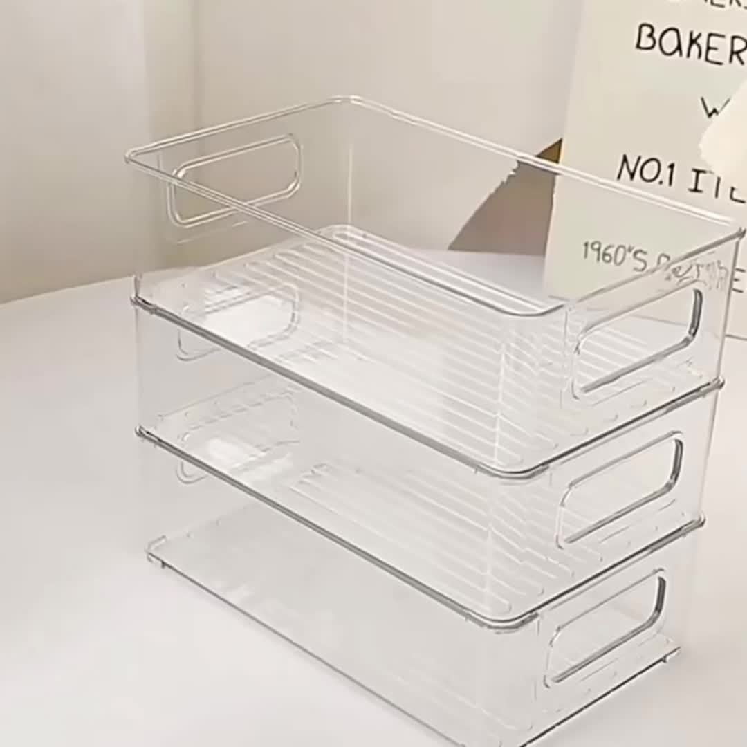 Caja de almacenamiento acrílica para aperitivos, caja de acabado transparente para libros y cosméticos, caja para el frigorífico de cocina, suministros para el hogar, 1 unidad.