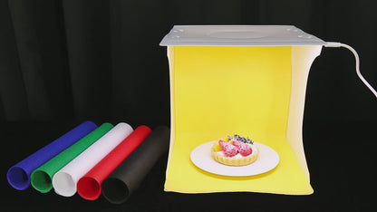 Kit de caja de tienda de campaña con luz para sesión de fotos, portátil, plegable, 550LM, 19,99 cm, con fondos de 6 colores, negro, blanco, amarillo, rojo, verde, azul